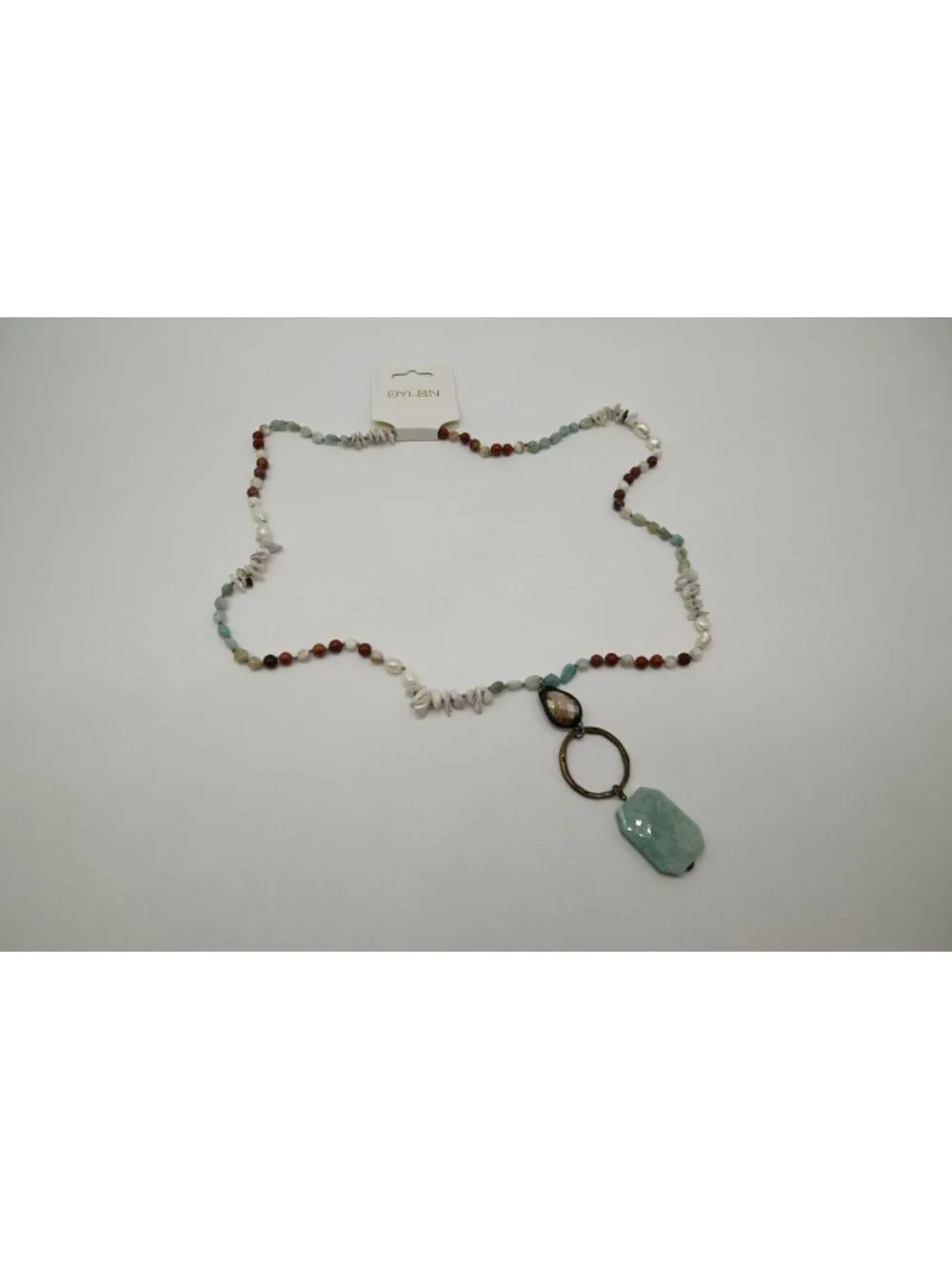 NWT Dylan Jewelry Penny Necklace Natural Stone Beaded Charm Pendant Coastal Boho